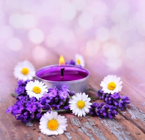 candle-purple-flowers